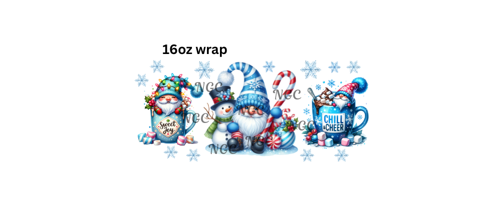 16oz blue christmas gnomes