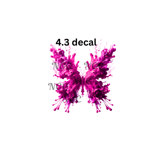 decal hot pink smokey splatter butterfly