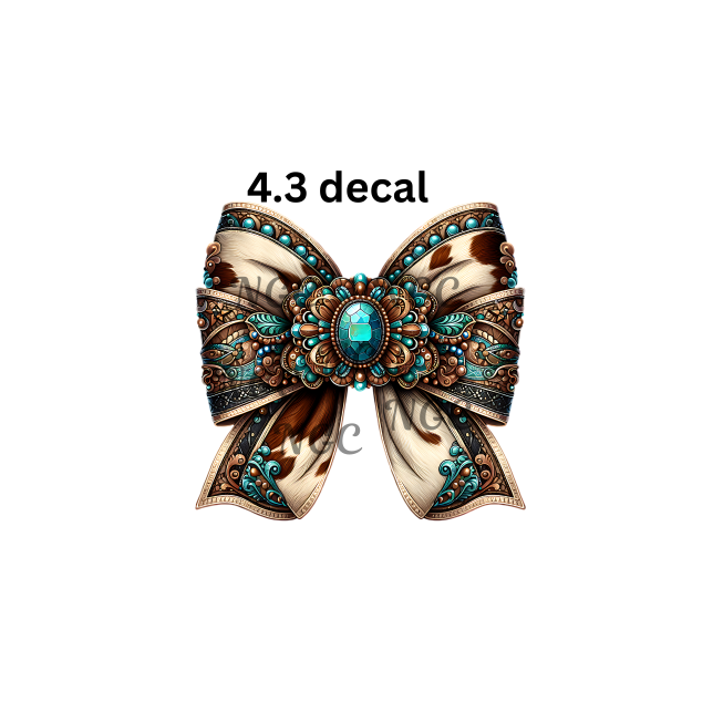 decal western turquoise gem bow