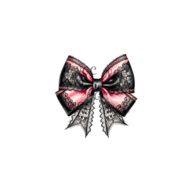 decal bow pink with black lace