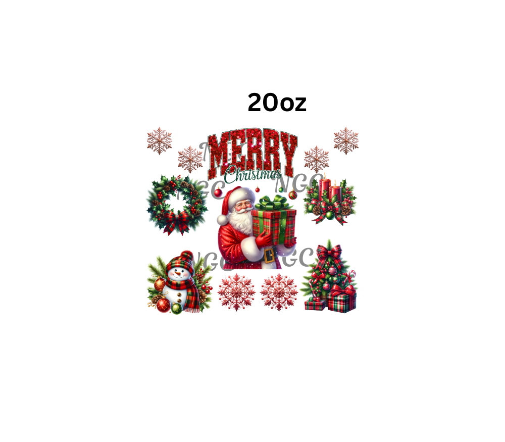 20oz merry christmas red & green