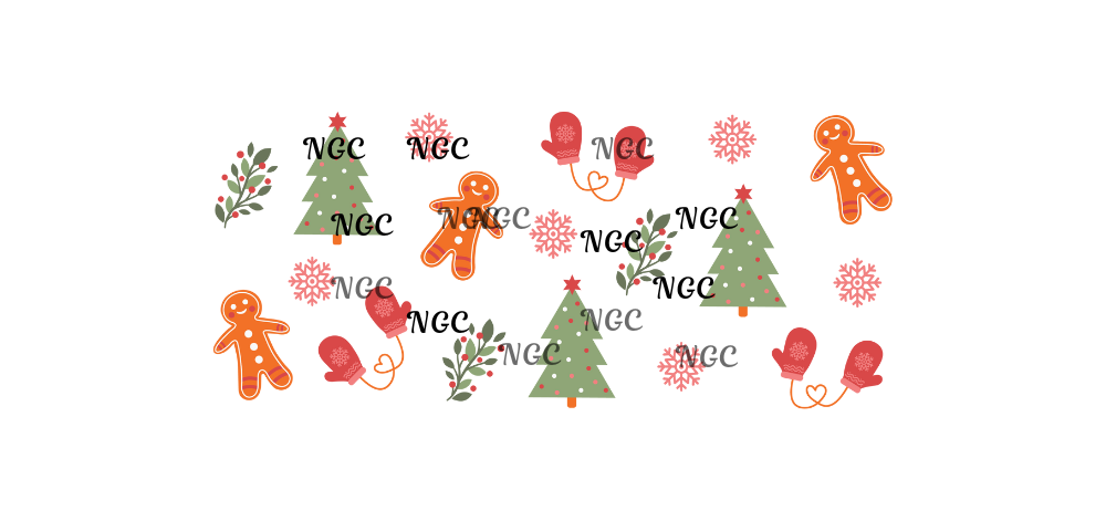 16 oz wrap christmas trees and gingerbread man