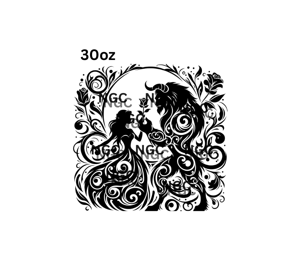 30oz beauty and the beast tooled outlines