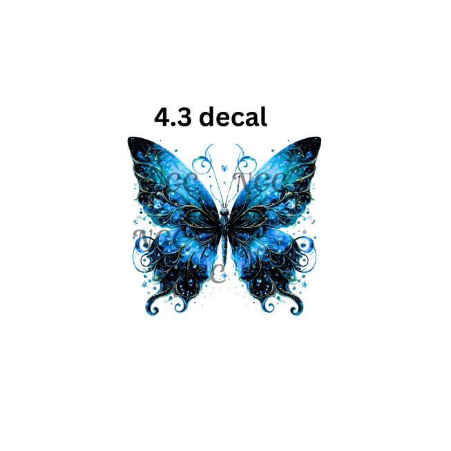 decal blue and black butterfly