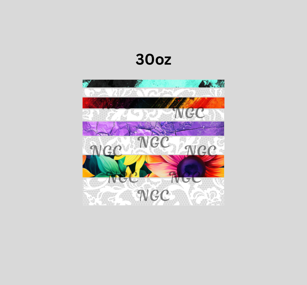 30oz white lace with color bands