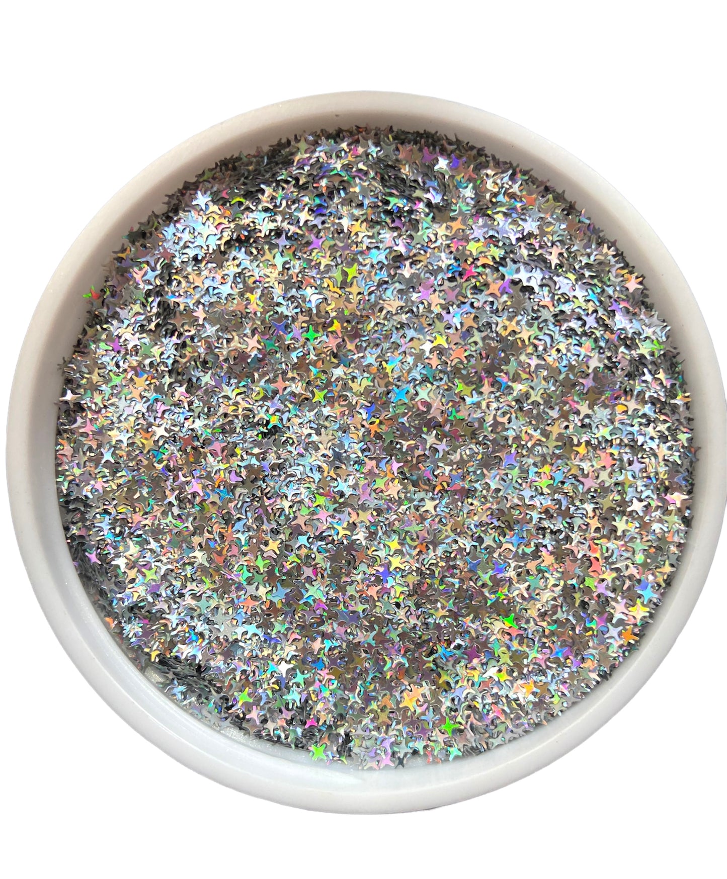 3mm stars silver holographic glitter shape