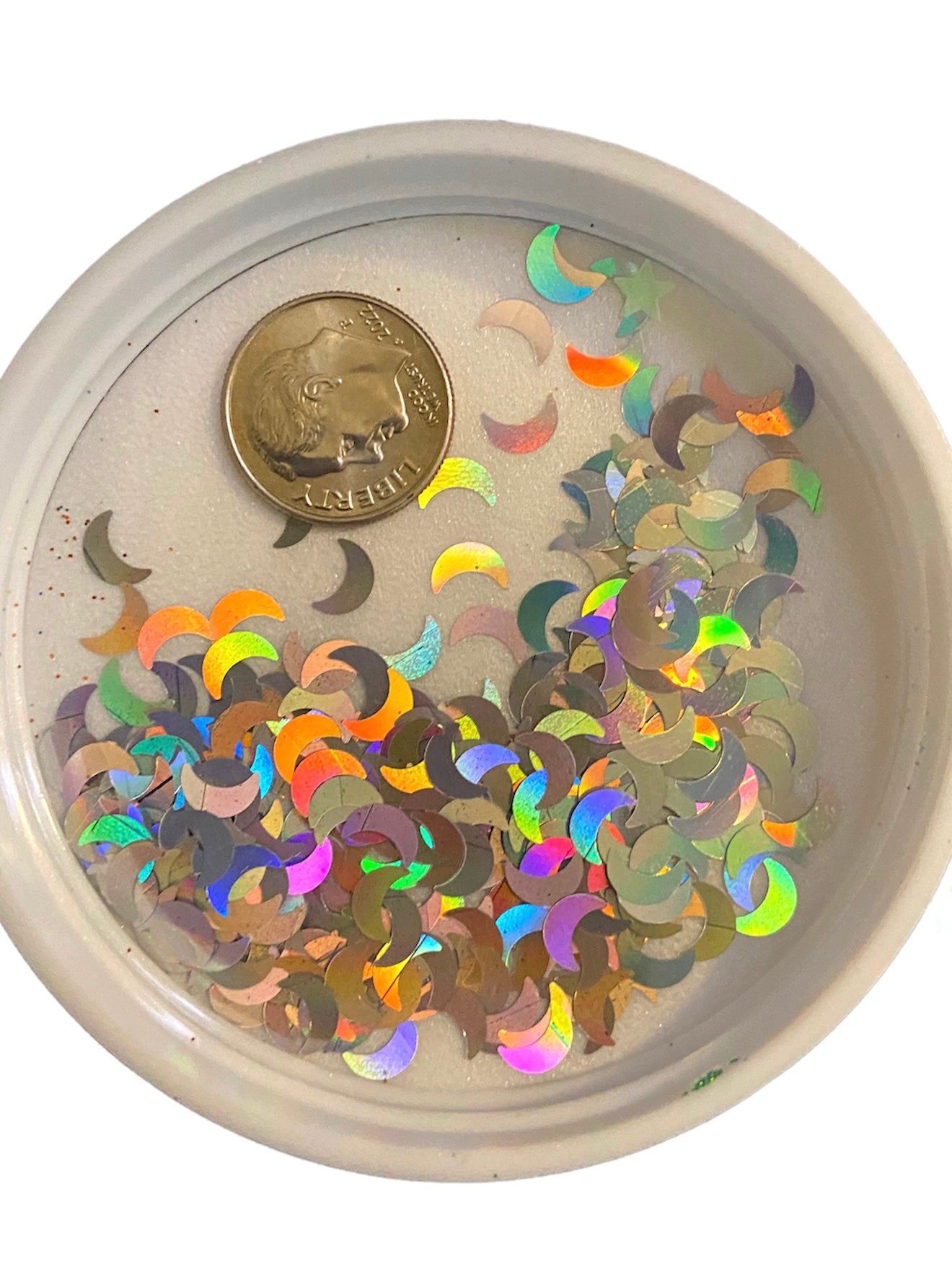 5MM silver holographic moon shape