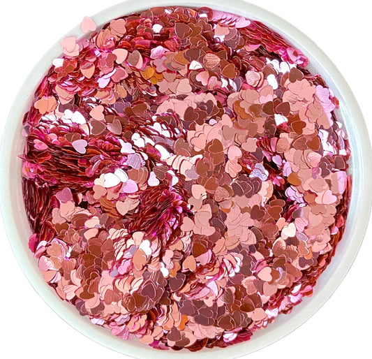 4MM pink hearts shape glitter
