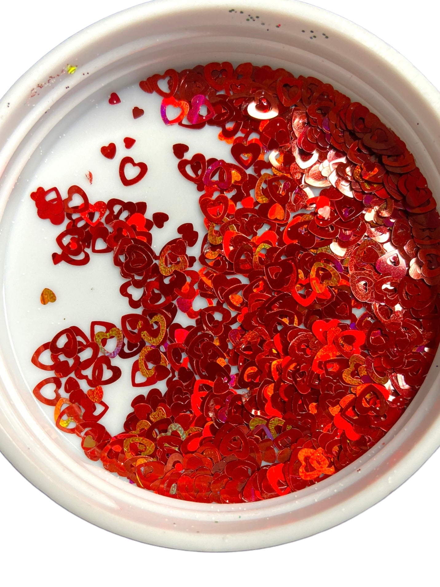 3mm red heart glitter shape