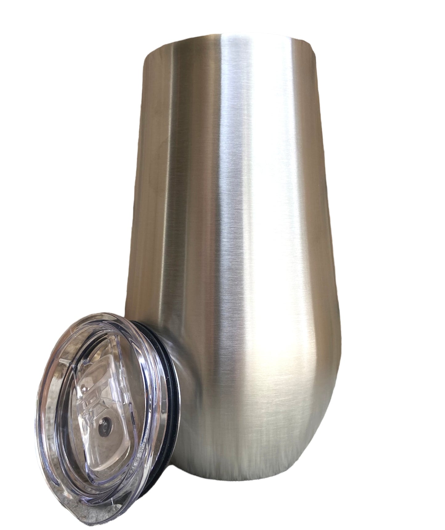 17oz silver stainless steel wine tumbler with clear lid