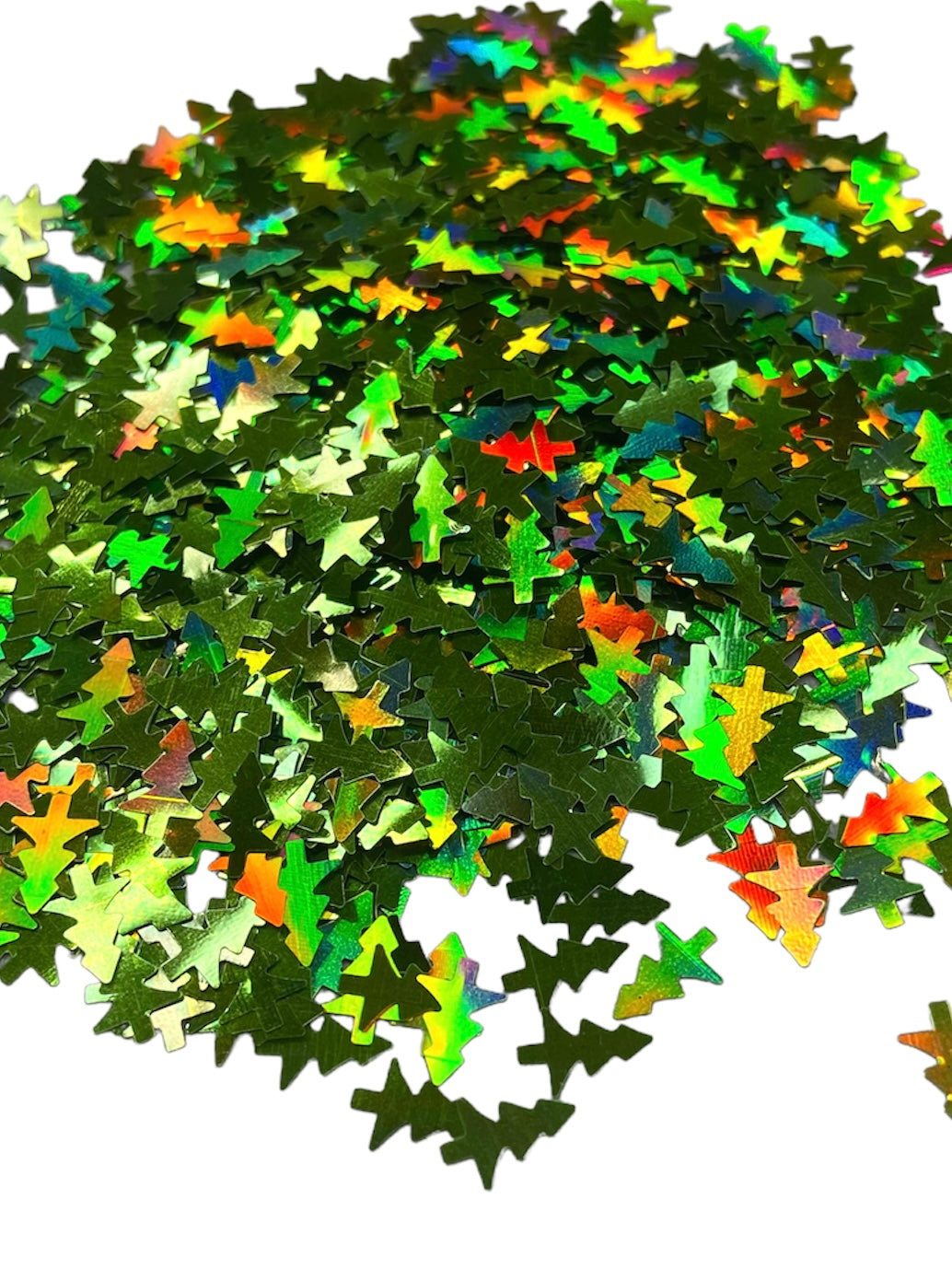 5-6mm holographic green trees glitter shape