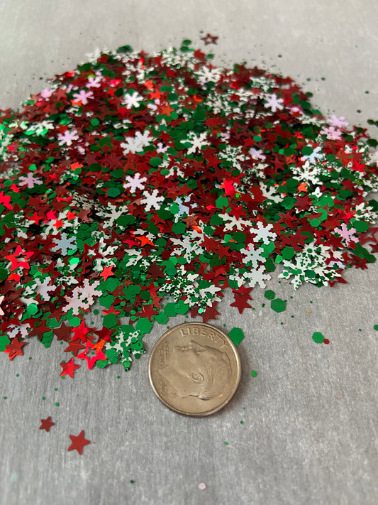 I Believe in Santa-Winter holiday mix glitter shapes