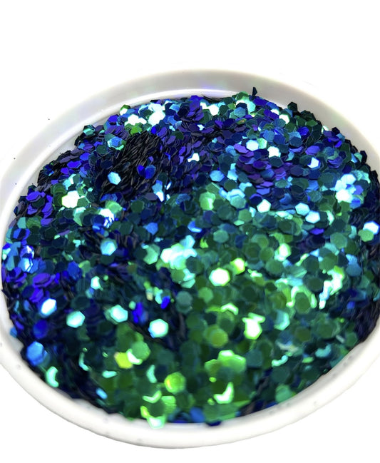 Blue to Green Color Shift Glitter 2MM Hex Cut Glitter-Not a Mix