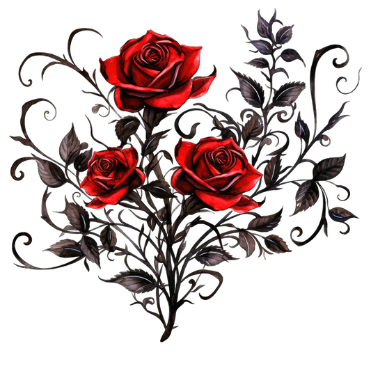 single decal gothic red rose trio