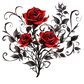 single decal gothic red rose trio