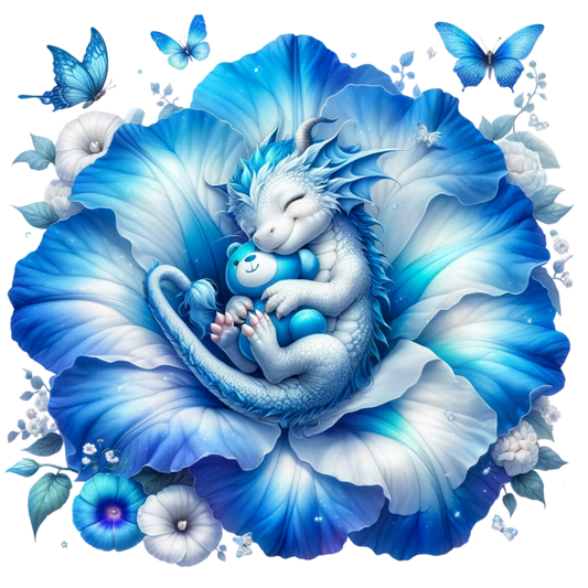 single decal sleeping baby dragon blue