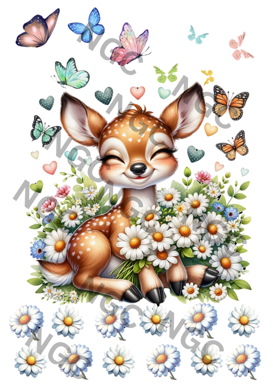 A5 Notebook baby deer & daisys