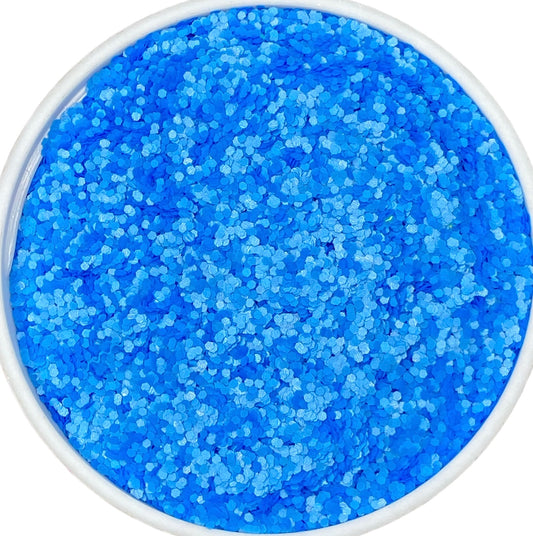 Atom blue neon 1mm hex cut glitter