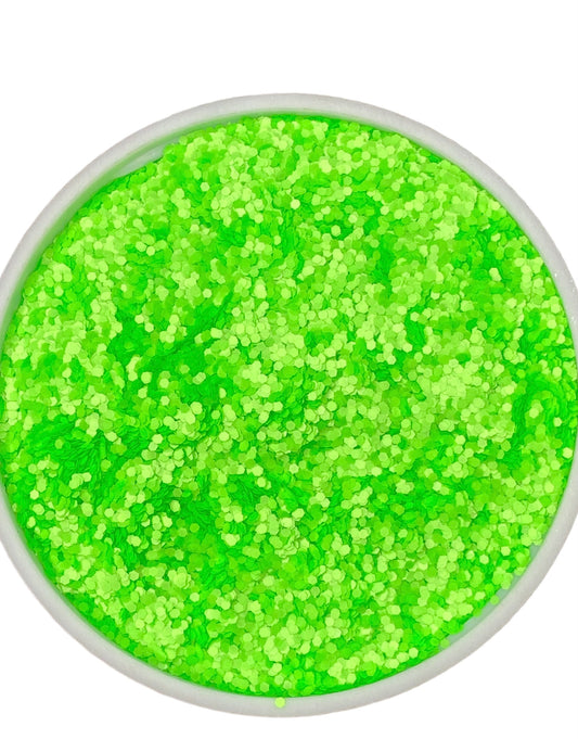 Lime green neon 1mm hex cut glitter