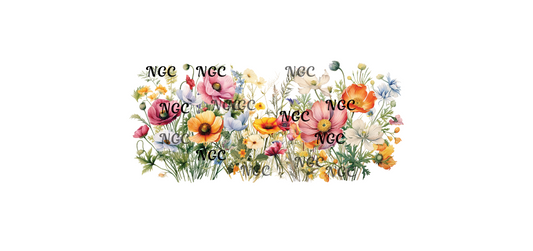 16 oz wrap red orange wildflowers