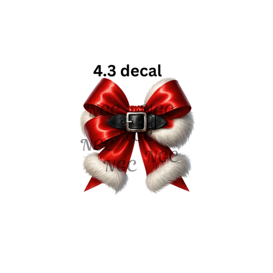 decal santa christmas bow