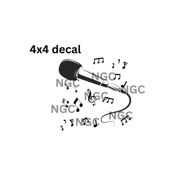 decal microphone with music notes