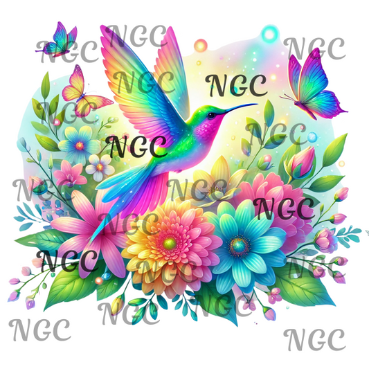 single decal colorful hummingbird