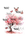 A5 Notebook cherry tree with butterflies