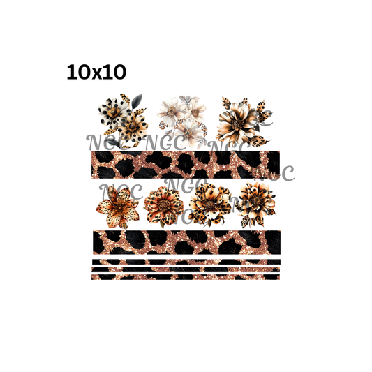 10x10 leopard print with flowers