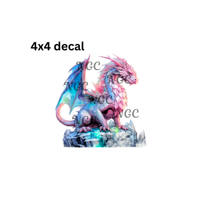 decal pink & blue dragon