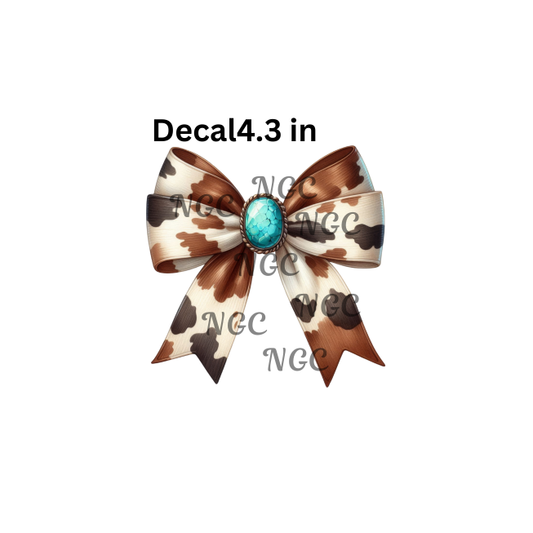 decal cow spot bow with turquoise center