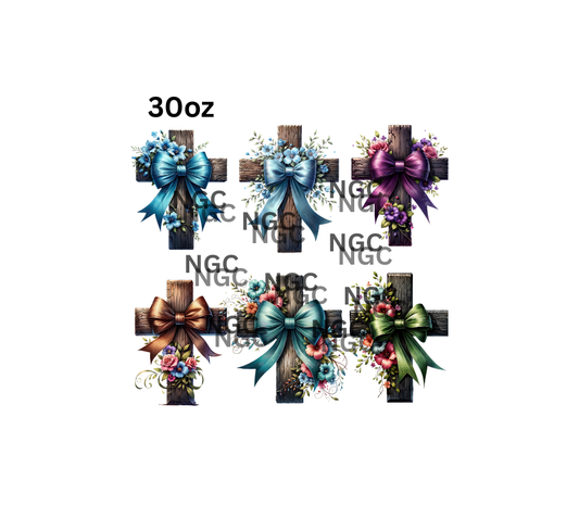 30oz wooden crosses with bows
