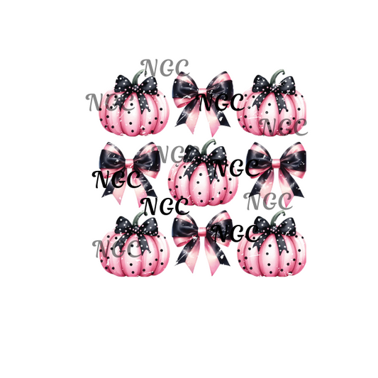single decal pink pumpkin & bows