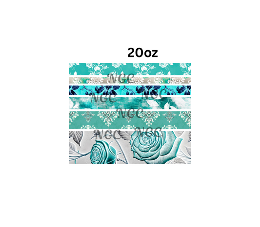 20oz teal roses band sheet