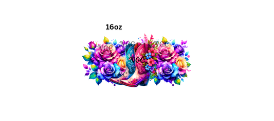 16oz cowgirl boots and flowers
