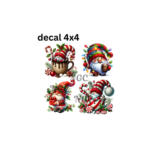decal christmas gnome set of4