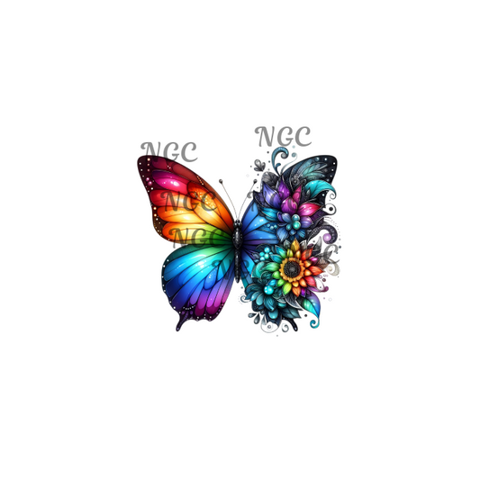 decal rainbow butterfly with flowers 2