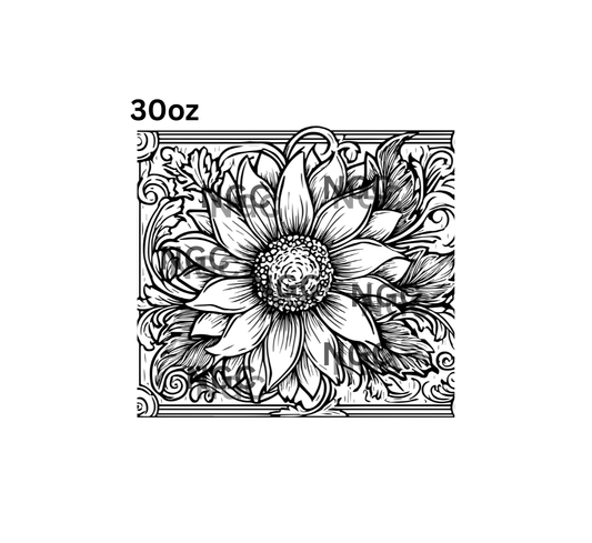 30oz single tooled leather sunflower