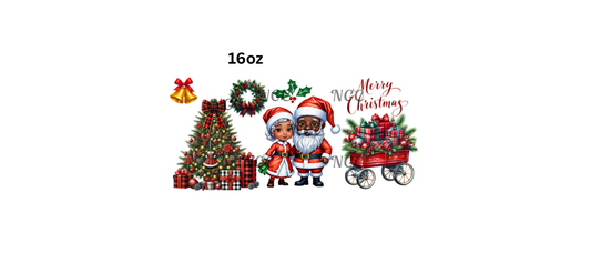16oz melanin santa christmas with tree