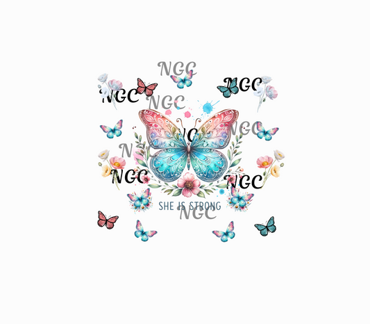 20oz wrap she is strong with poppy and butterflies