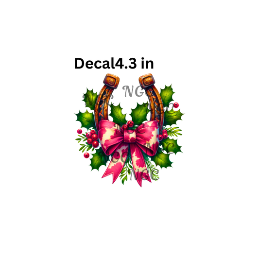 decal horseshoe with mistletoe and bow christmas