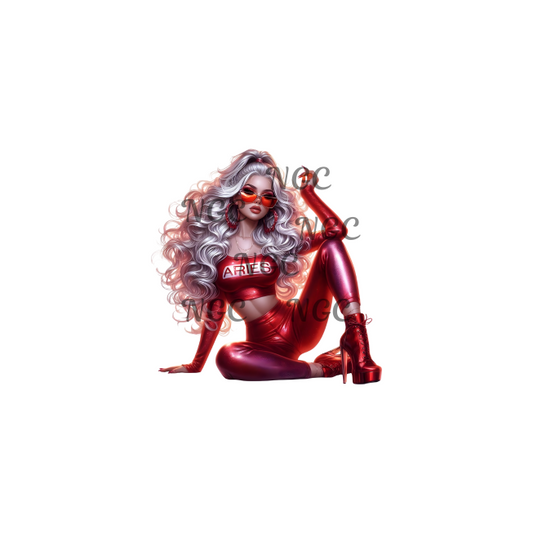 decal caucasian white woman zodiac aries
