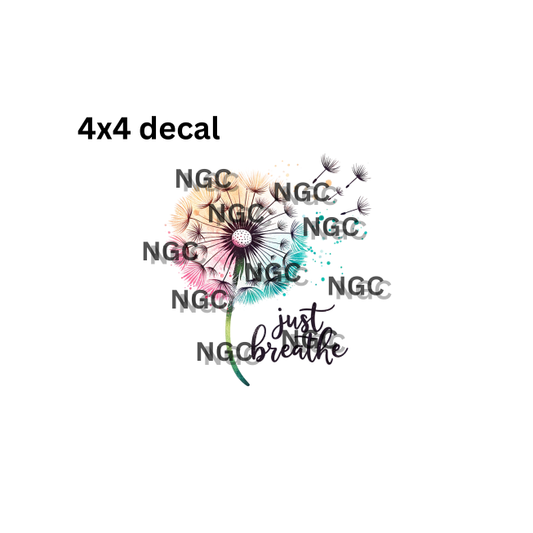 decal dandelion just breathe