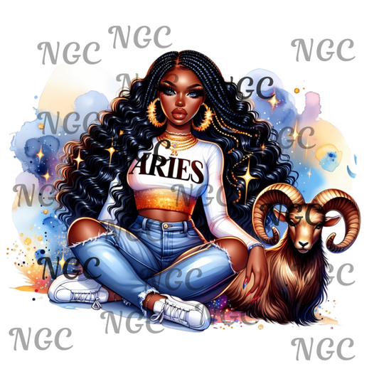 single decal aries girl zodiac
