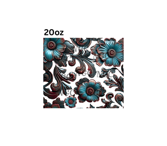 20oz blue bronze filigree flowers