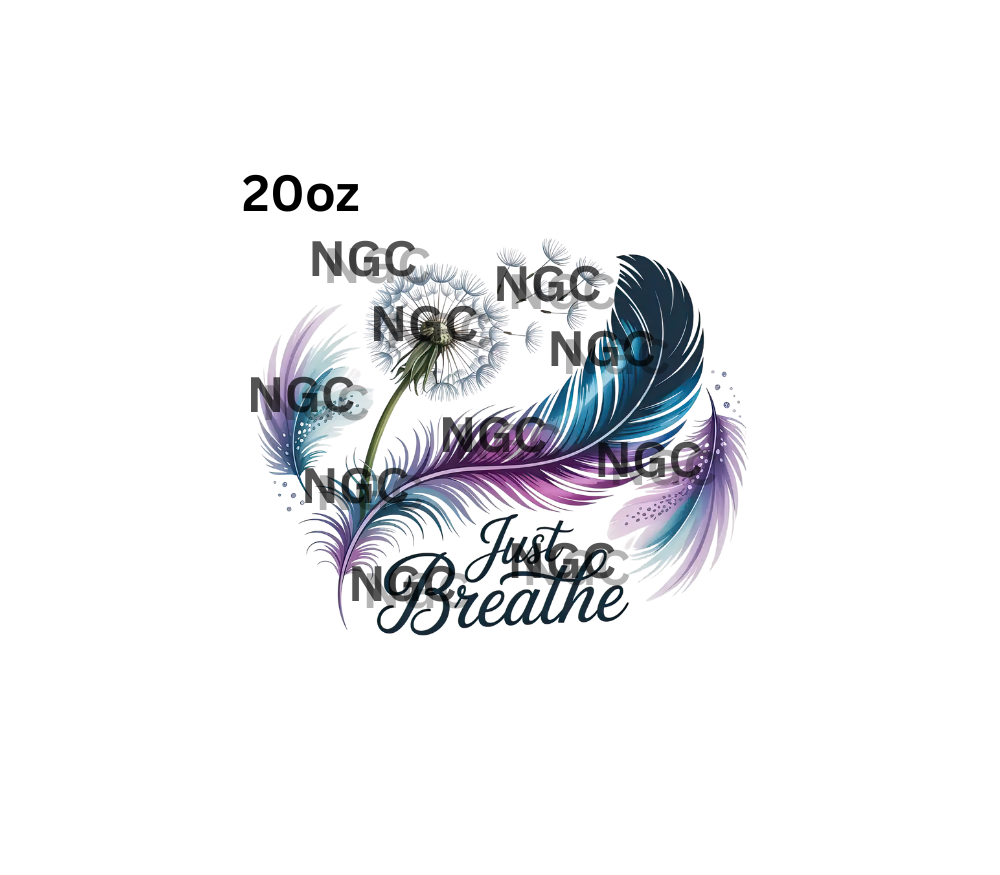 20oz just breathe with feathers