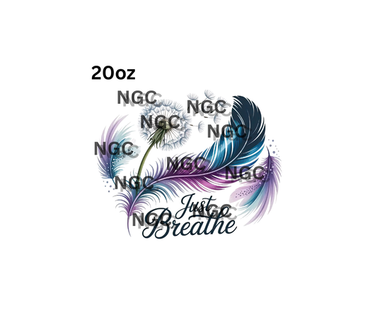 20oz just breathe with feathers