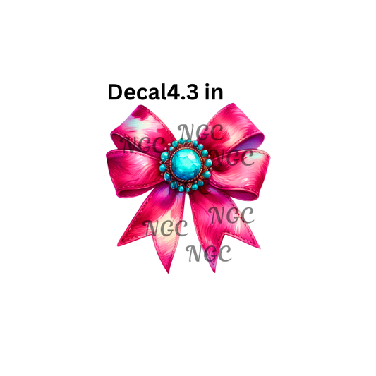 decal dark pink and turquoise bow
