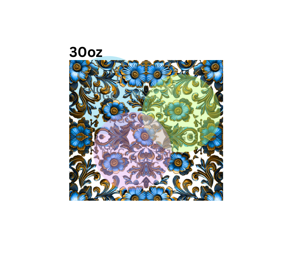 30oz blue filigree
