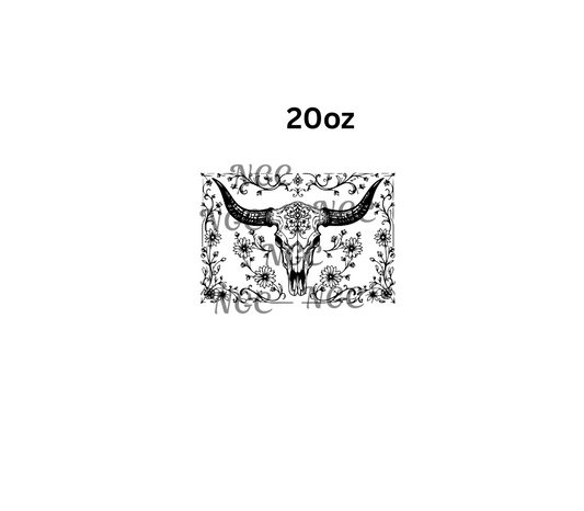 20oz cow skull outline